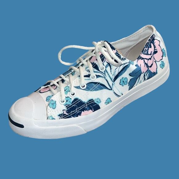 2018 Women’s Converse Jack Purcell Floral Print Canvas Sneakers Size 8 - Picture 1 of 7
